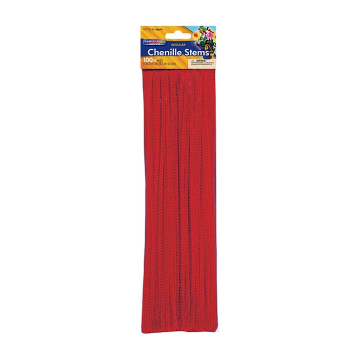 CHENILLE STEMS & PIPE CLEANERS: Red,1/8x12", 100/pk