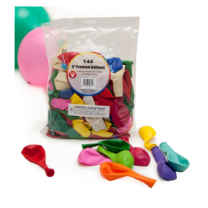 BALLOON: 9", Latex, Asst Colors, Round, 144/pk