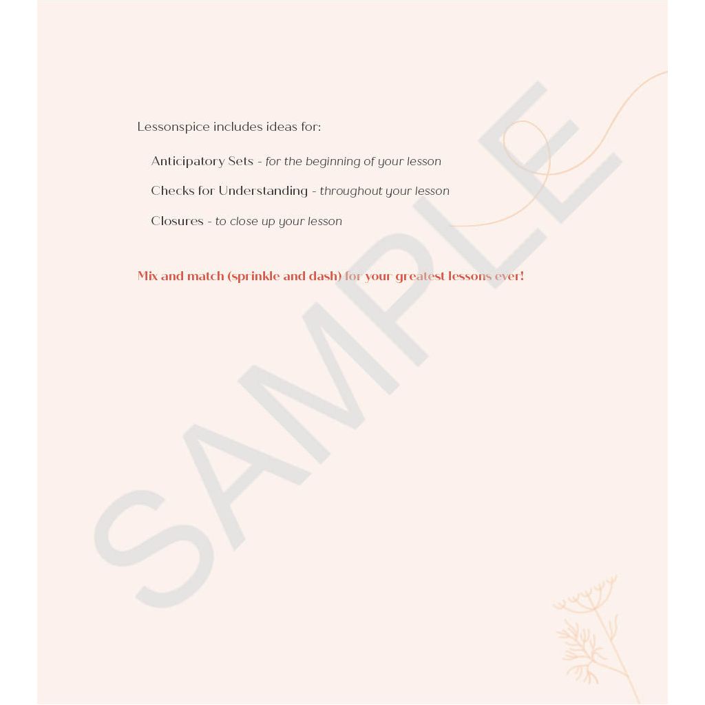 Lesson Spice Consumable Workbook