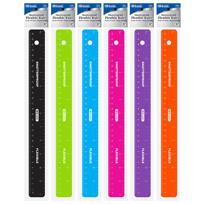 BAZIC 12" (30cm) Shatterproof Flexible Ruler - A1 School Supplies