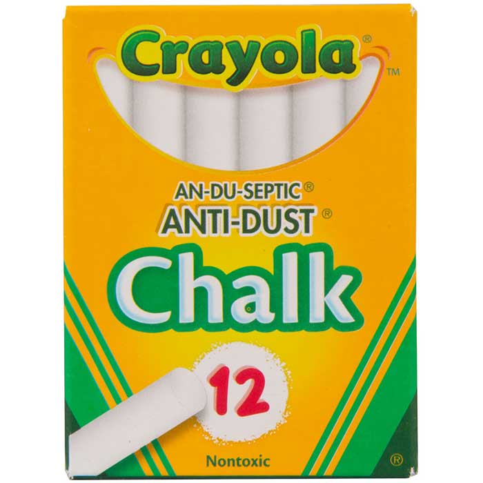 CHALK: WHITE, ANTI-DUST,12/PK