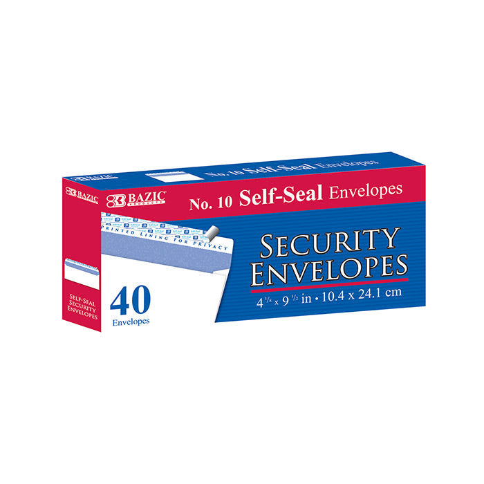 BAZIC #10 Self-Seal Security Envelopes (40/Pack)