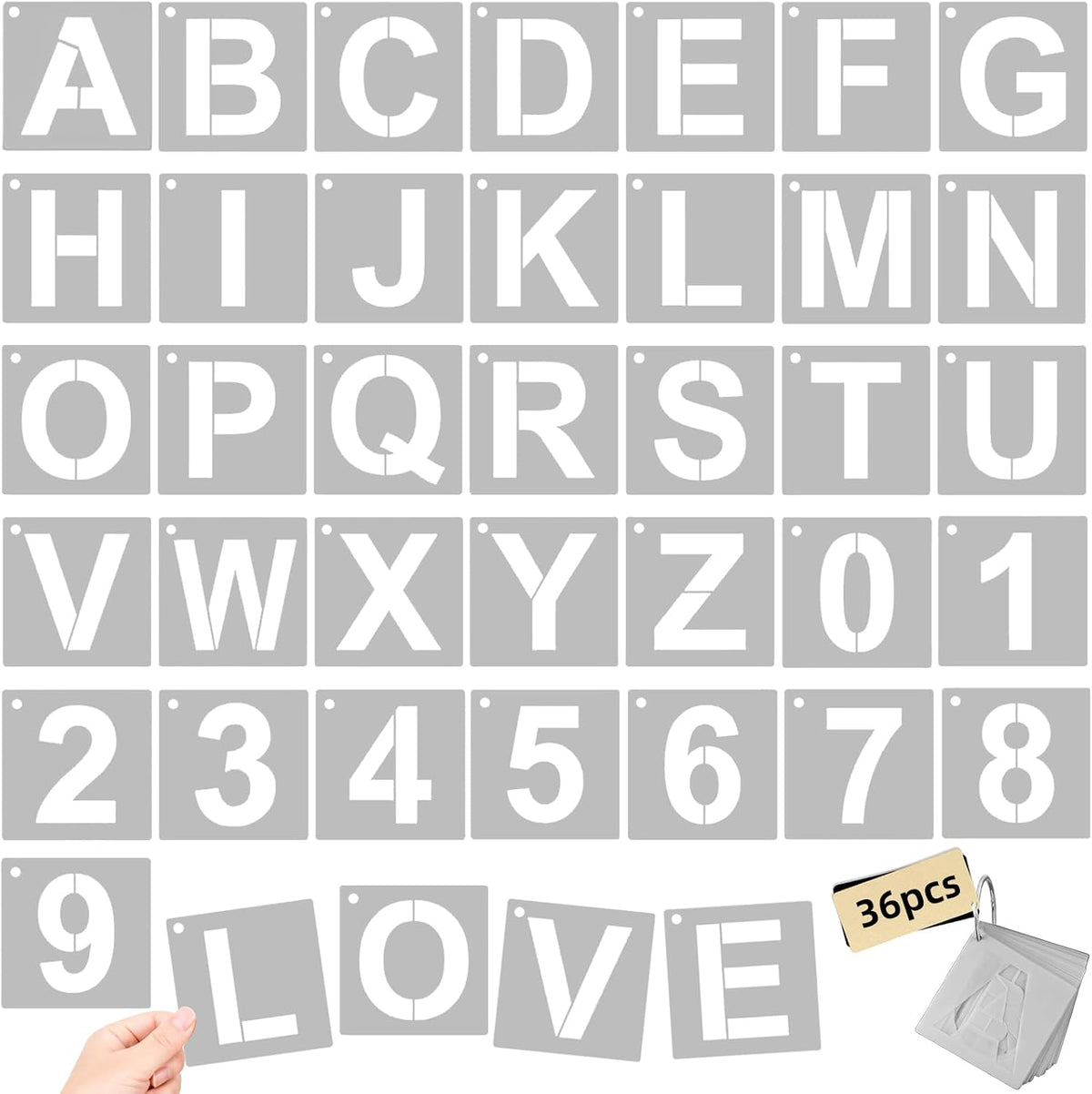 STENCIL: Alphabet Letters, Numbers, 3" 36/pk