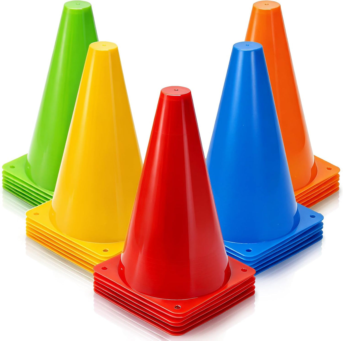 CONES: 2-IN-1, PLASTIC TRAFFIC CONES, 9", ASST