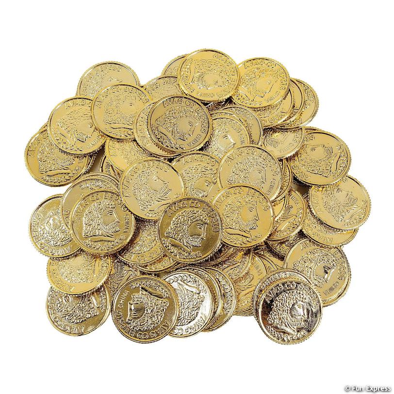 PLAY MONEY: Gold Coins, Plastic, 144/PK