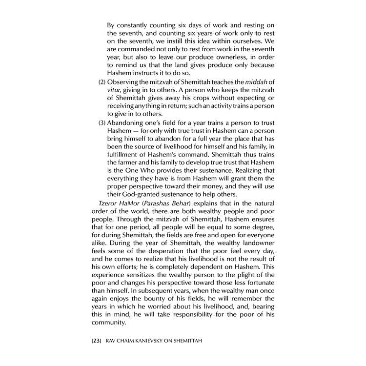Rav Chaim Kanievsky on Shemittah