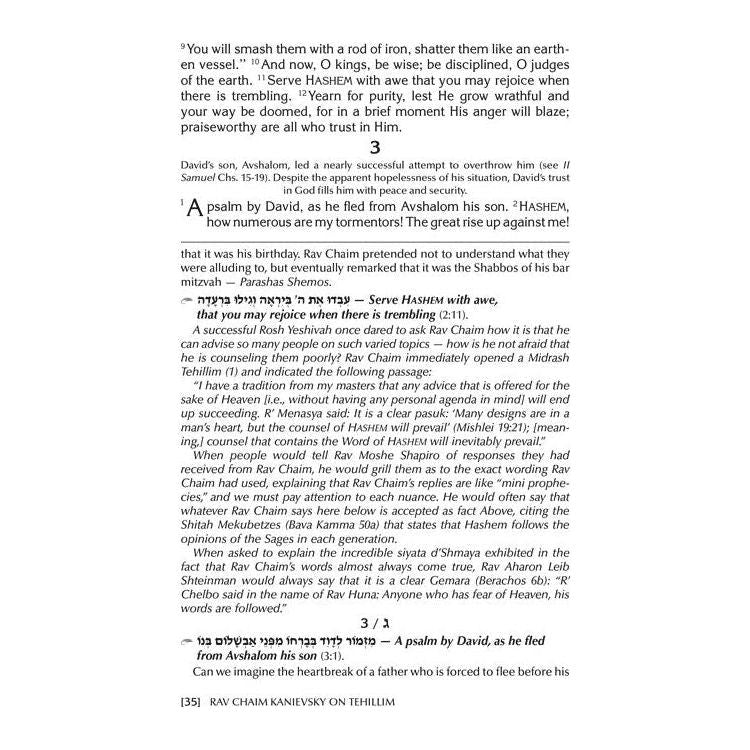 Rav Chaim Kanievsky on Tehillim - Jaffa Family Edition