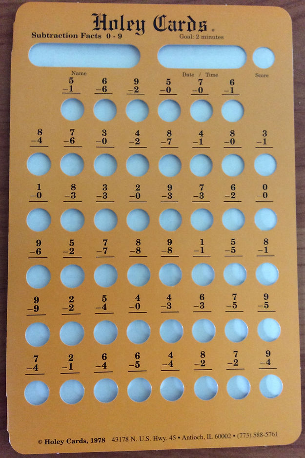 Subtraction Card