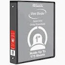 BAZIC® 3-Ring View Binder with 2 Pockets-Blue / 1"