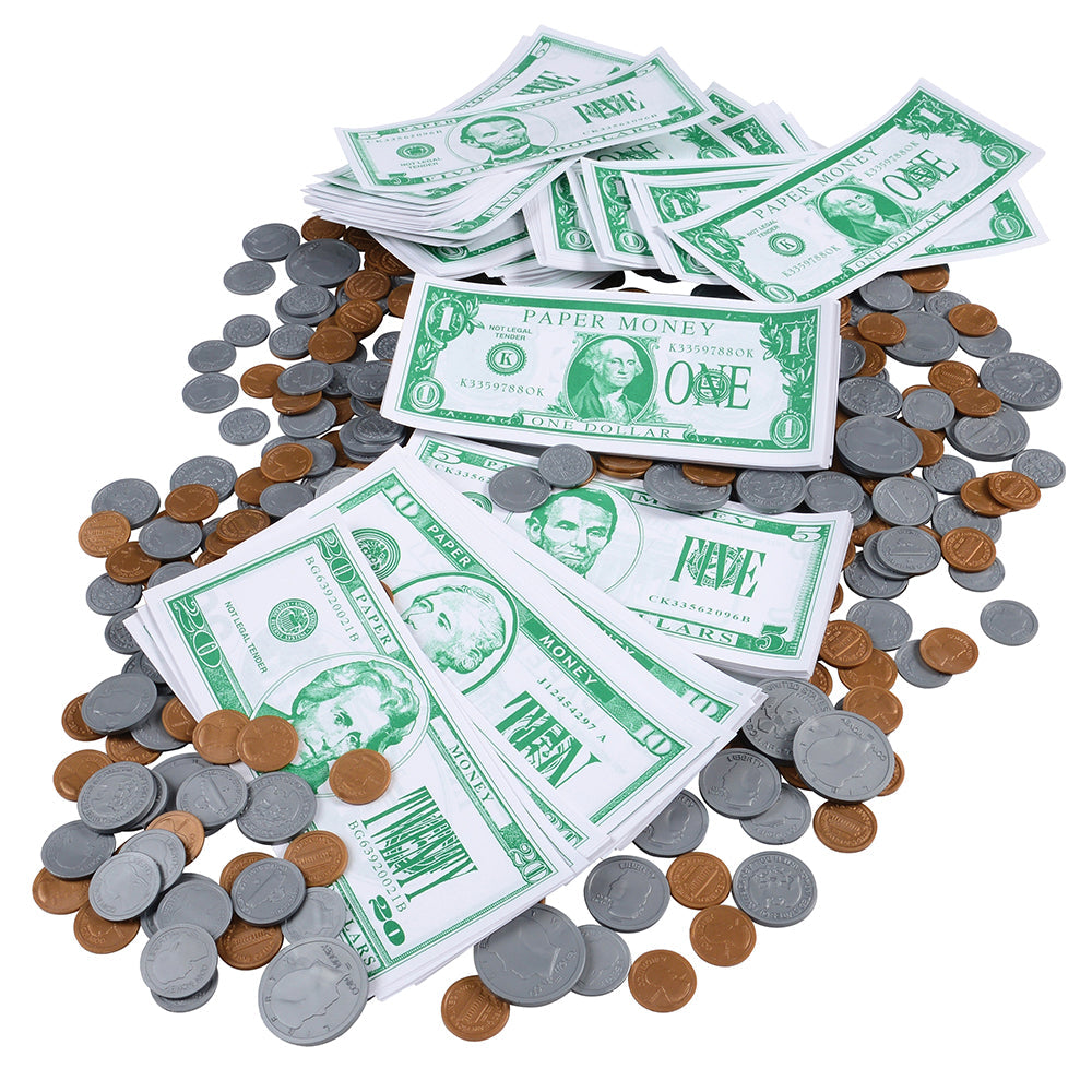 PLAY MONEY: Money Kit, Bills & Coins, 500-pc, w/tray