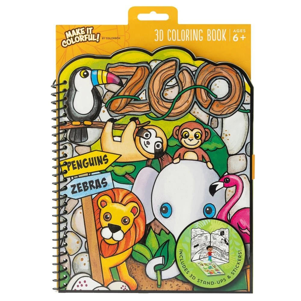 Zoo Animals 3D Colouring Book