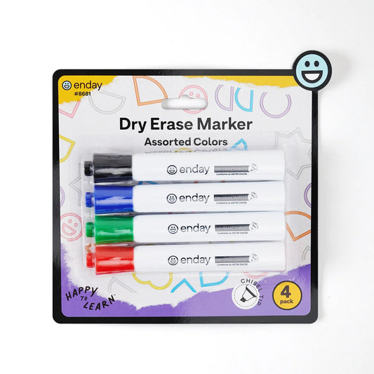 MARKER: Dry Erase, 4/Pk, Asst. Colors