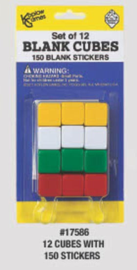 DICE: Blank, w/ Labels, 12/st