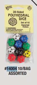 DICE: Polyhedral dice, 20 sided, 10/pk