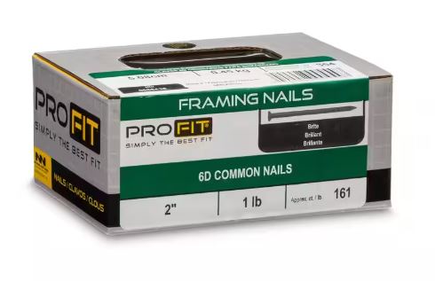 PRO-FIT Brite Smooth Common Nails, 6D, 2 in (1 lb Box)