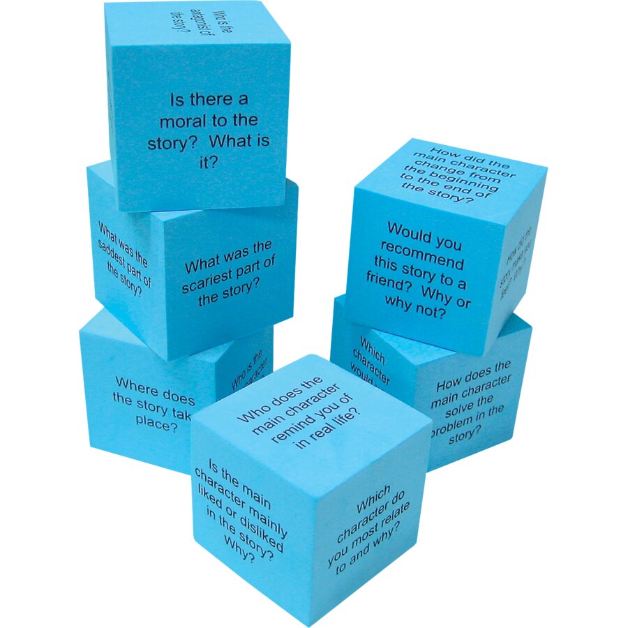 Foam Reading Comprehension Cubes package