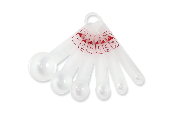 MEASURING: SPOONS: Set, 1/4, 1/2, 1 tsp; 1/2 & 1 TBS