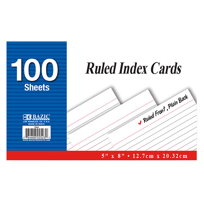 Ruled White Index Card 100 Ct. 4" X 6" - A1 School Supplies