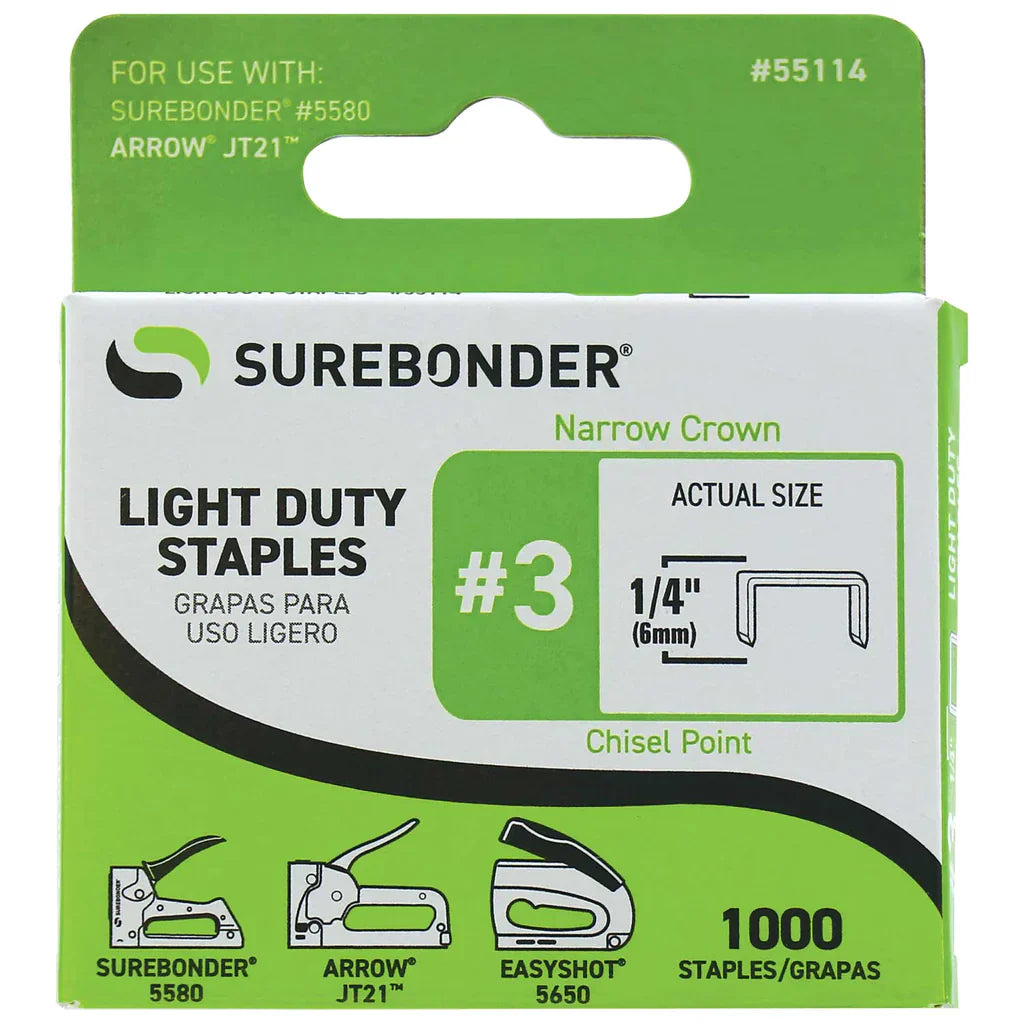 #3 Light Duty 1/4" Narrow Crown Staples - 1000 ct. - A1 School Supplies