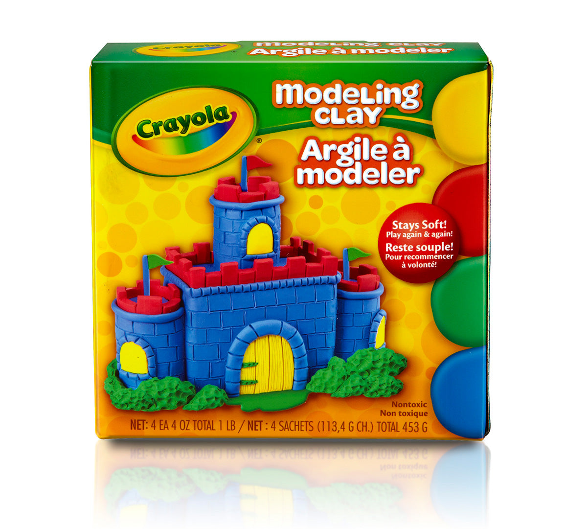 CLAY: Modeling Clay, 4 4-oz pouches; red,blue,green & yellow