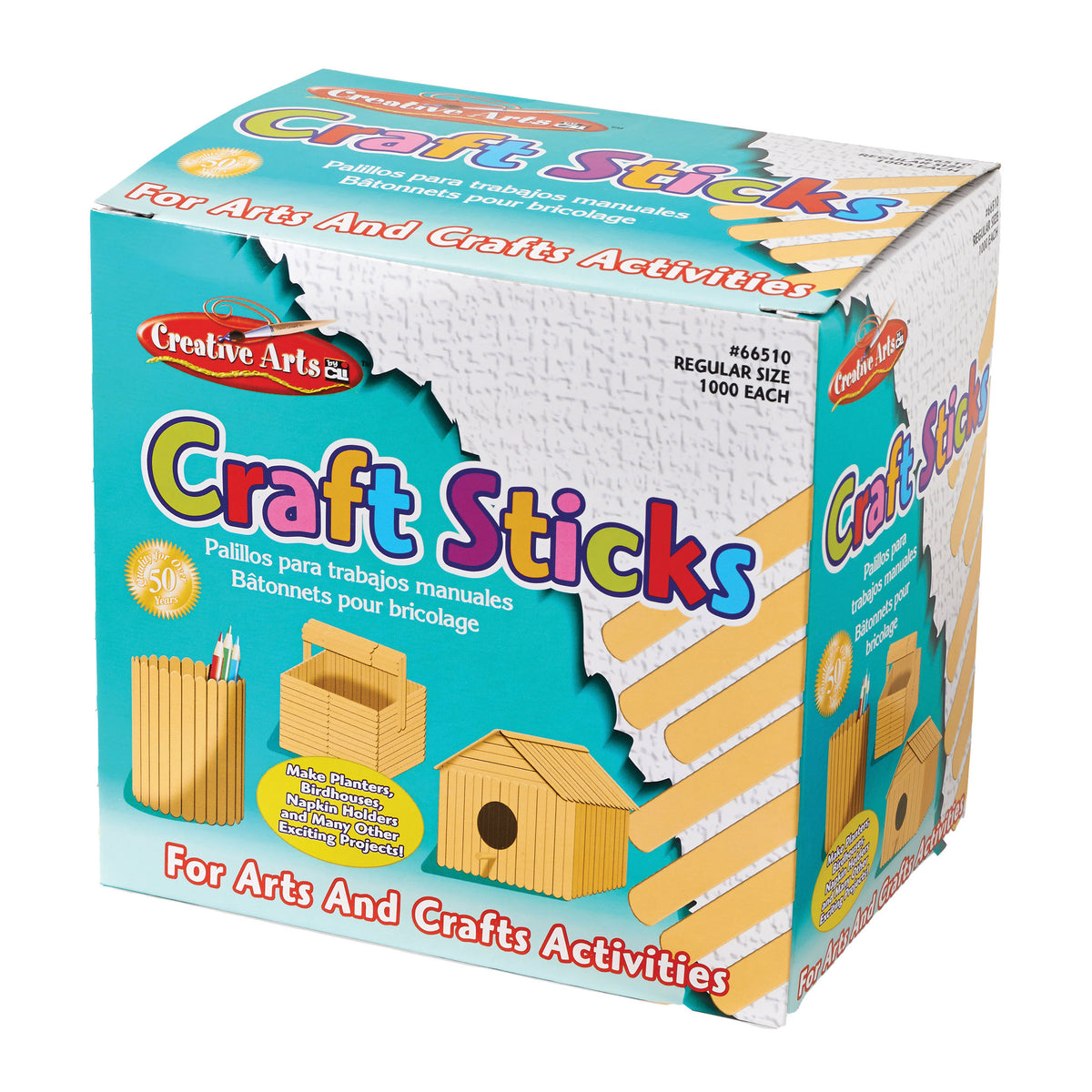 CRAFT STICKS: 3/8"x4-1/2", Natural, 1000/pk