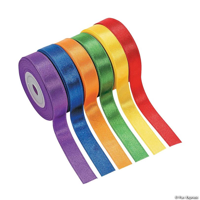 Ribbon, Asst, Satin, 1/2" x 10yds per color, 6 colors/pk