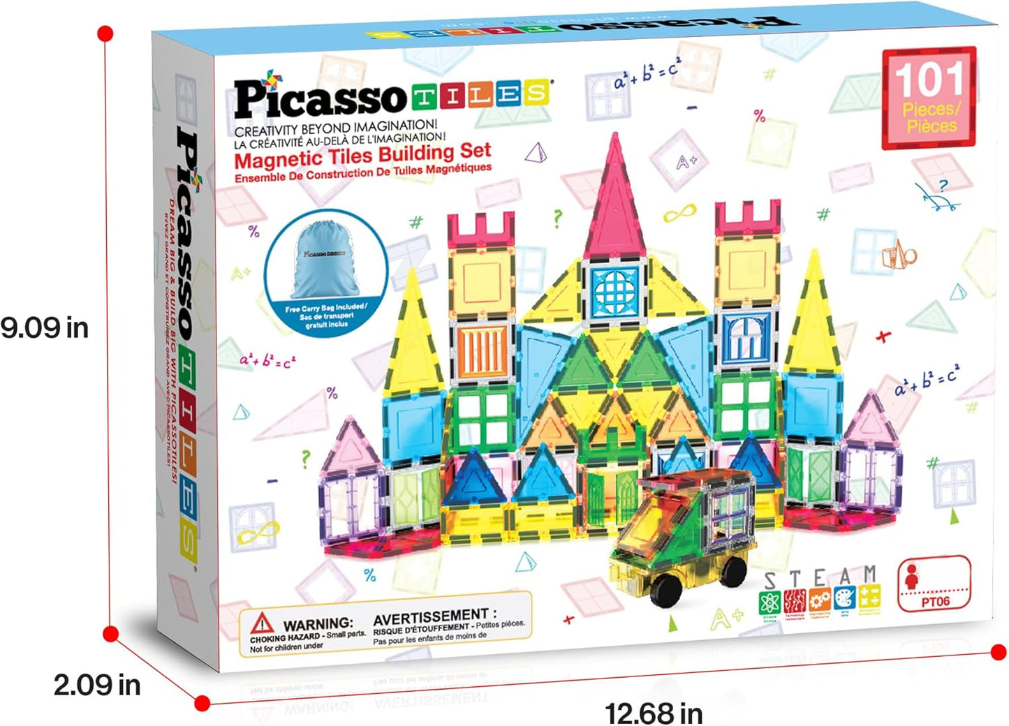 PicassoTiles 101 Piece Magnetic Tile Building Blocks