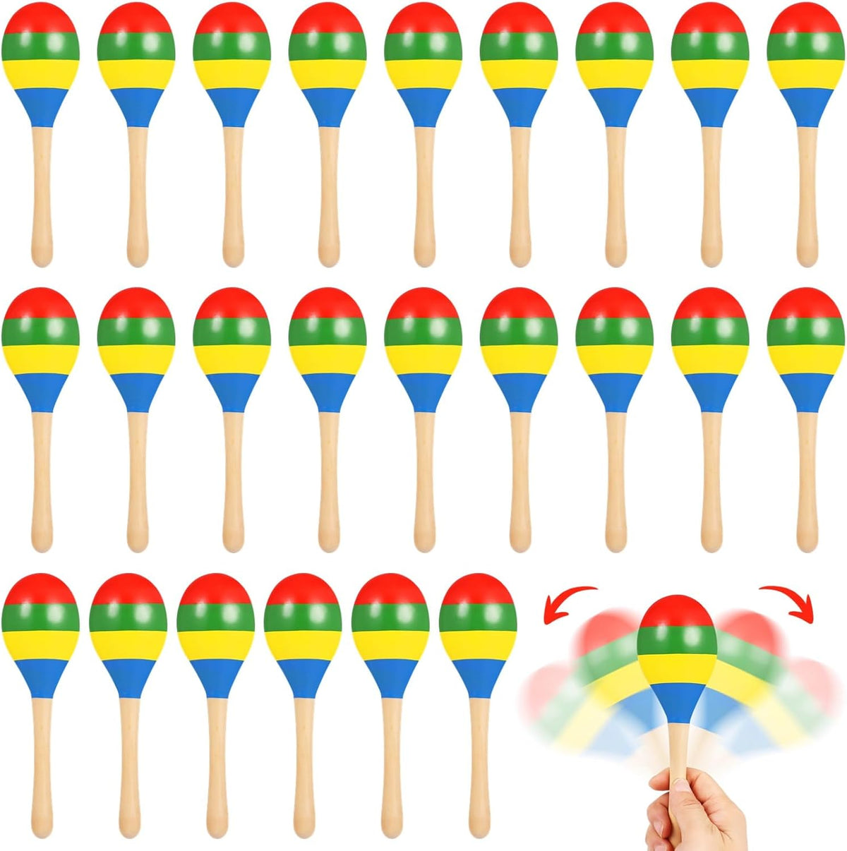 MUSICAL INSTRUMENTS: Maracas, Wood, 8", pair