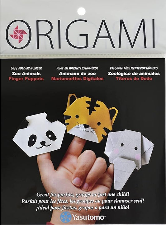 Yasutomo Origami Fold-by-Number Zoo Animals Finger Puppets 12 Sheets