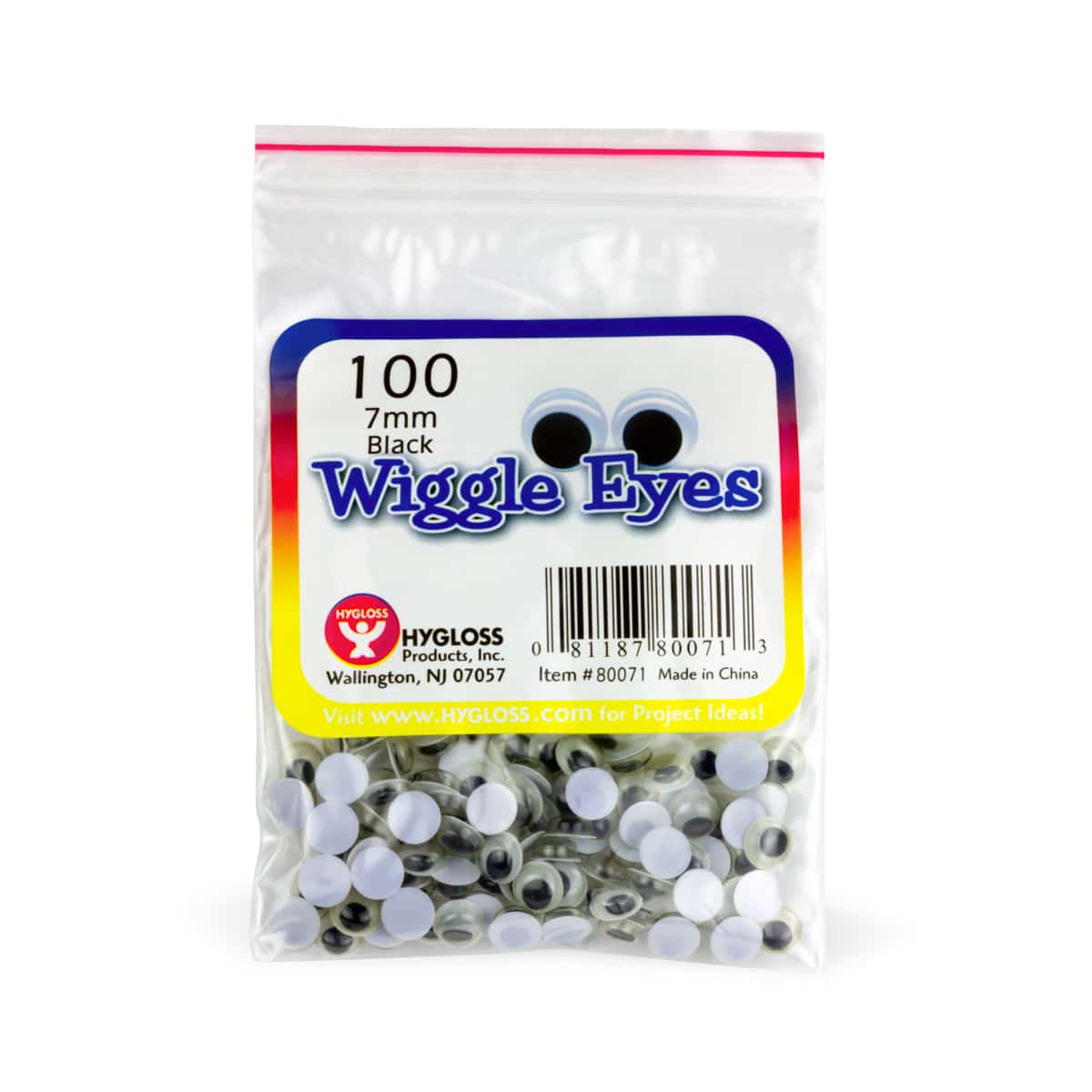 Black Paste-On Wiggle Eyes, 7mm, PK/100