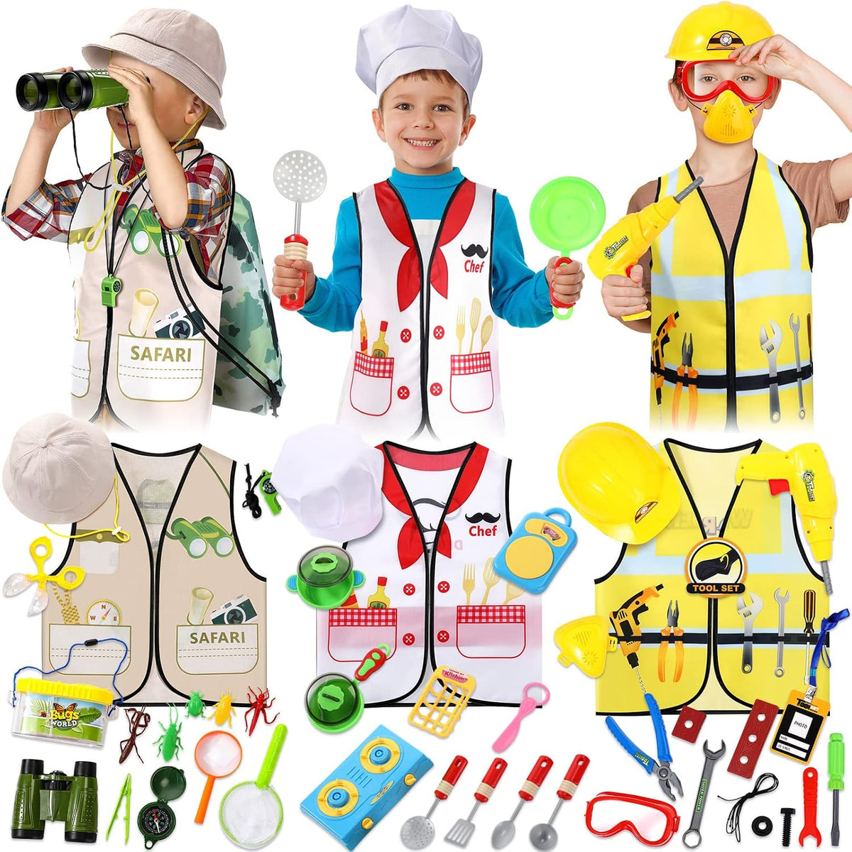 COSTUME: Career Focus Set (chef, explorer, construction)