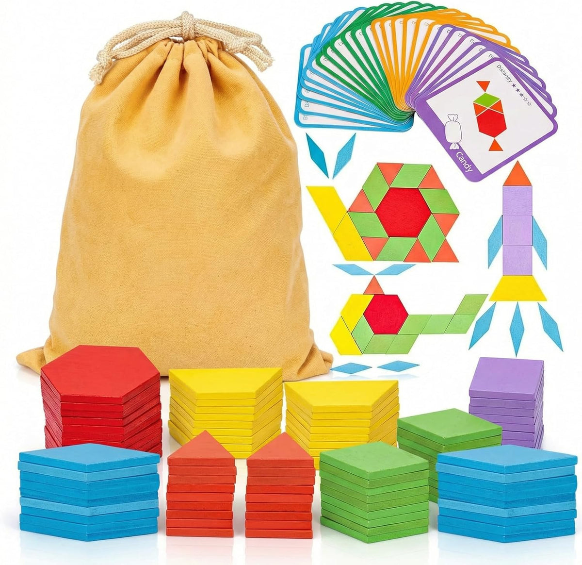BLOCKS: Geometric pattern, wooden/flat (tangram)