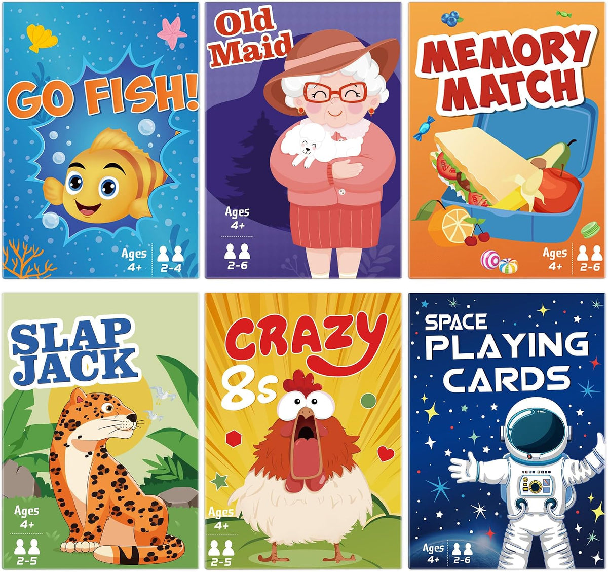 GAME: Card Set, 2.5 x 3.5 including Go Fish, Old Maid, Memory, Slapjack, Crazy 8s & playing cards