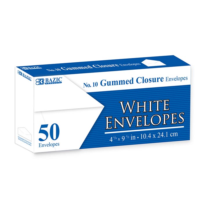 ENVELOPES: Business, #10, White, 4 1/8 x 9.5, 50/bx