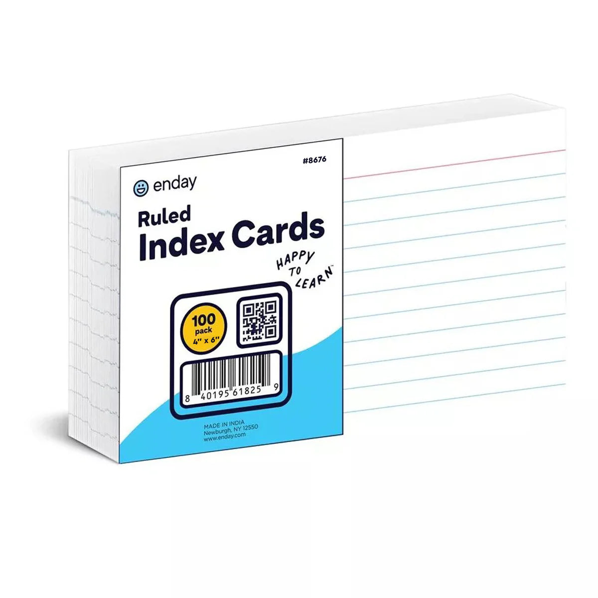 INDEX CARDS: White, 4x6, Ruled, 100/pk