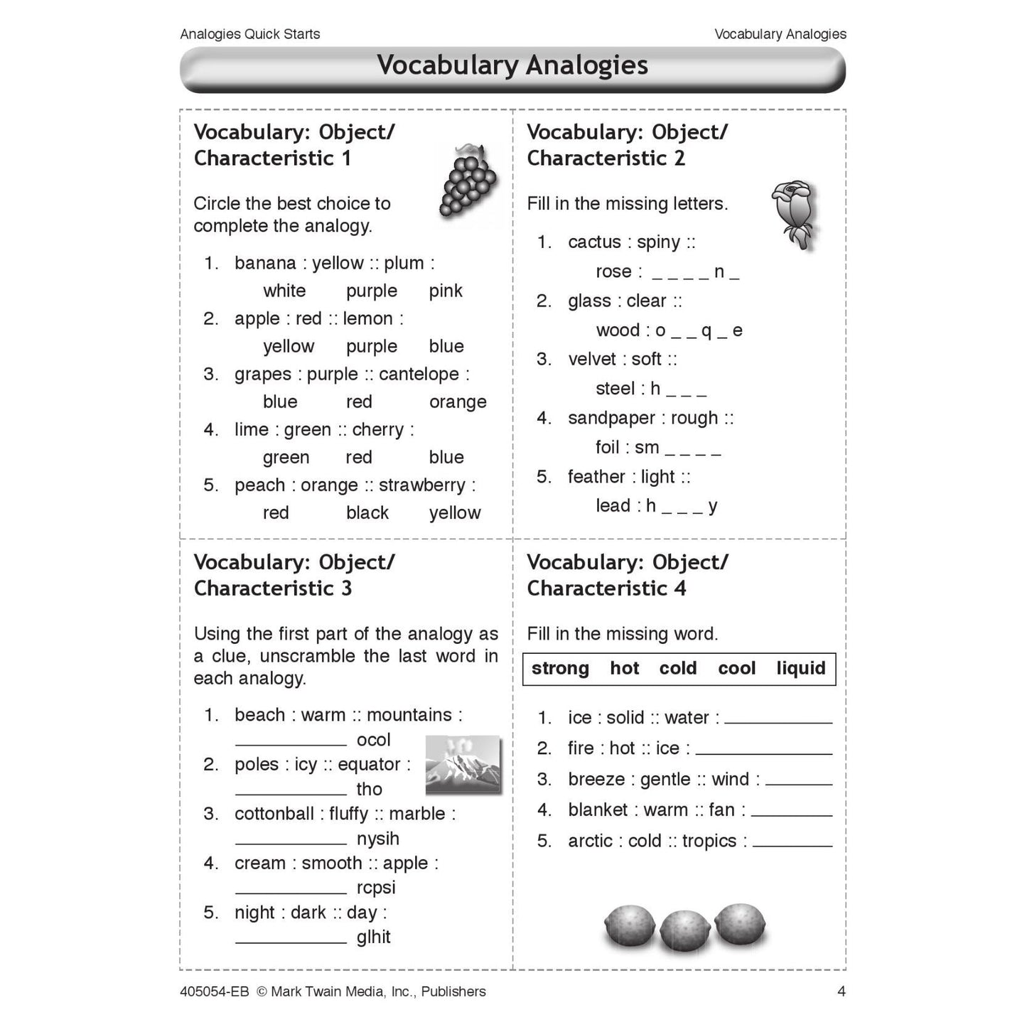 Analogies Quick Starts Workbook