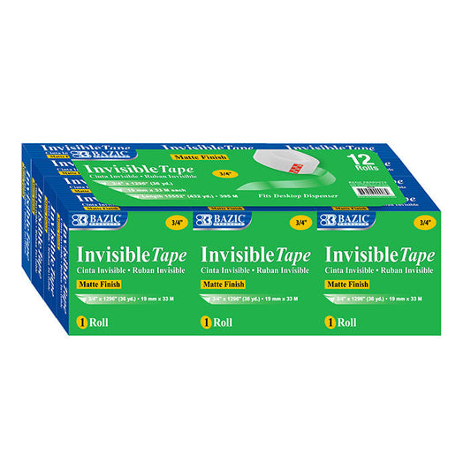 BAZIC 3/4" X 1296" Invisible Tape Refill (12/Pack)