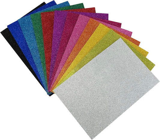 Allgala 12 Pack Glitter EVA Foam Paper 8" x 12" Sheets