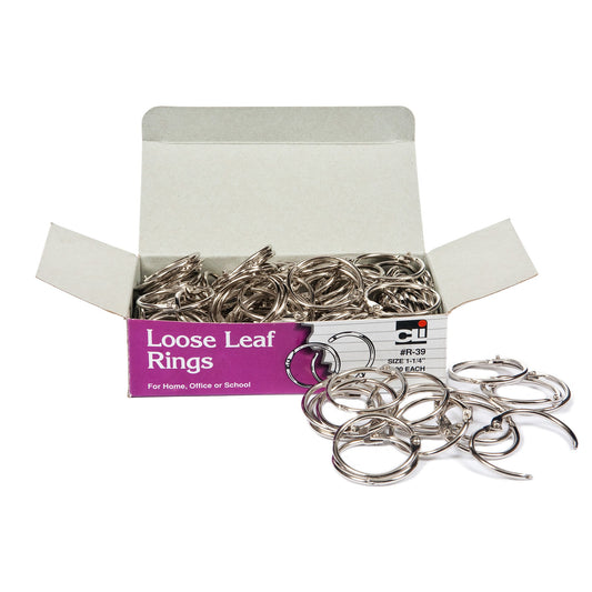 Loose Leaf Rings, 1.25", Box of 100 - A1 School Supplies