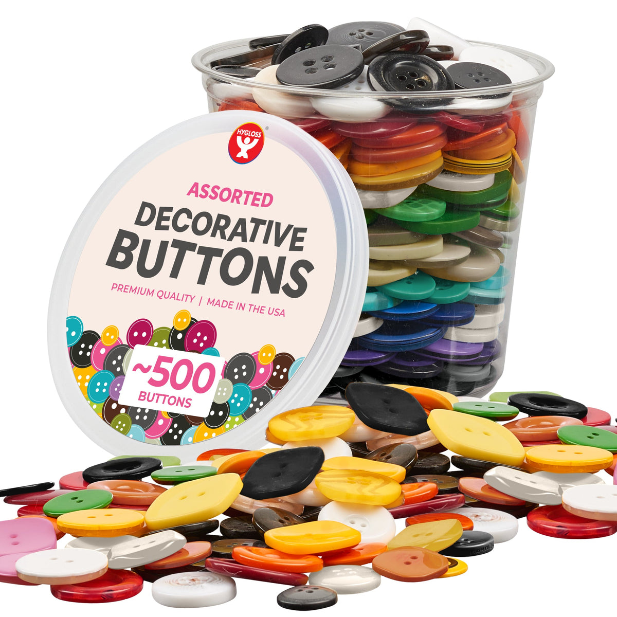 BUTTON: Plastic craft buttons, asst, approx 600/pk