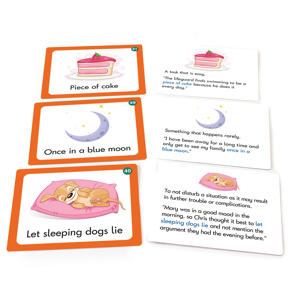 100 Common Idioms sample cards front and back