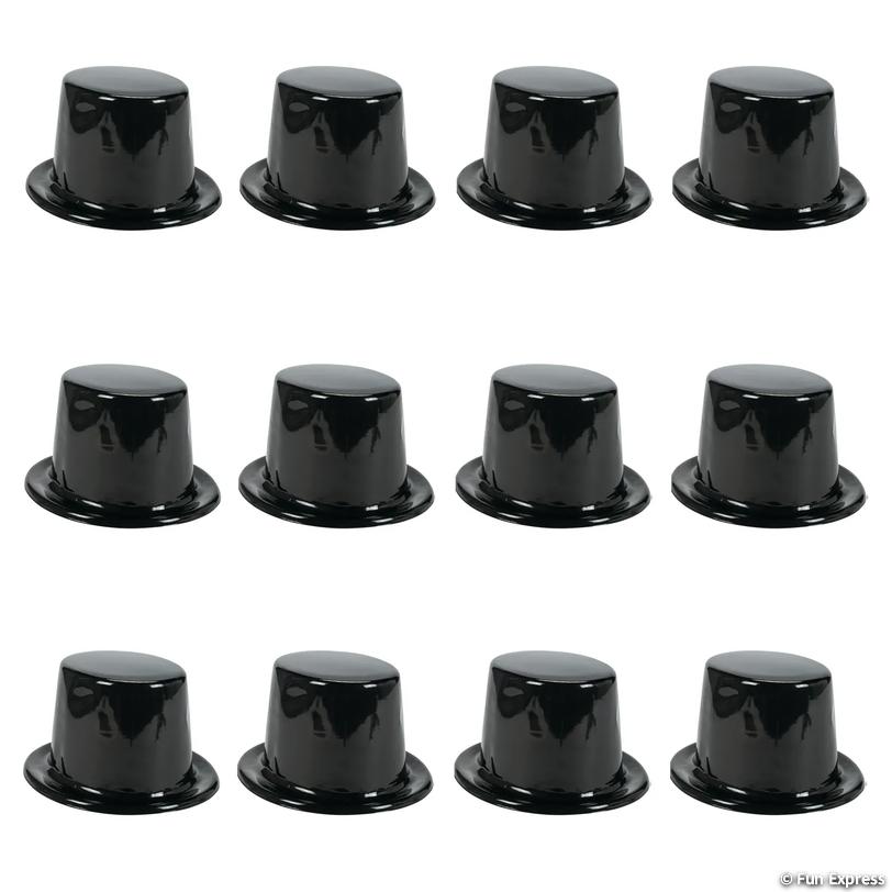 HAT: Top, Black, Plastic, Child Size, 12/PK