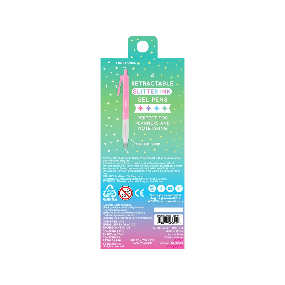 Oh My Glitter! Retractable Gel Pens - Set of 4
