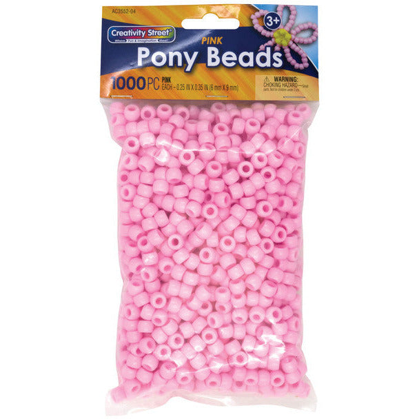 Beads Pony 6mmx9mm Pink 1000Count