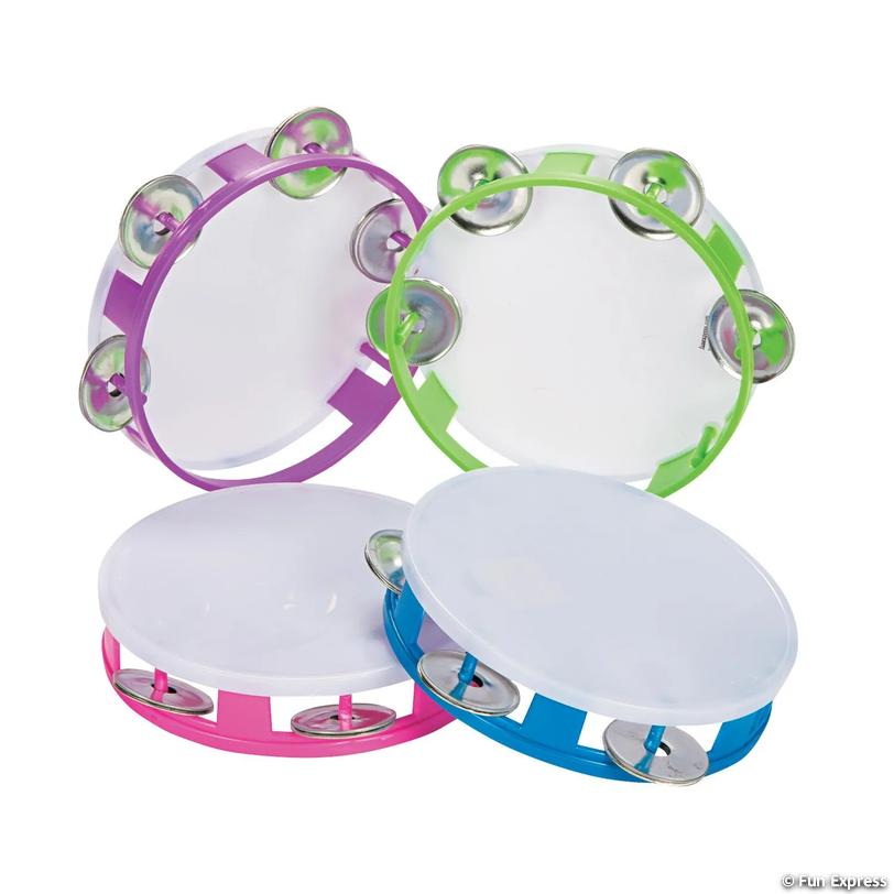 MUSTICAL INSTRUMENTS: Tambourines, Asst. colors, appx. 5.5"