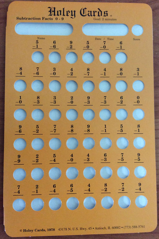 Subtraction Card