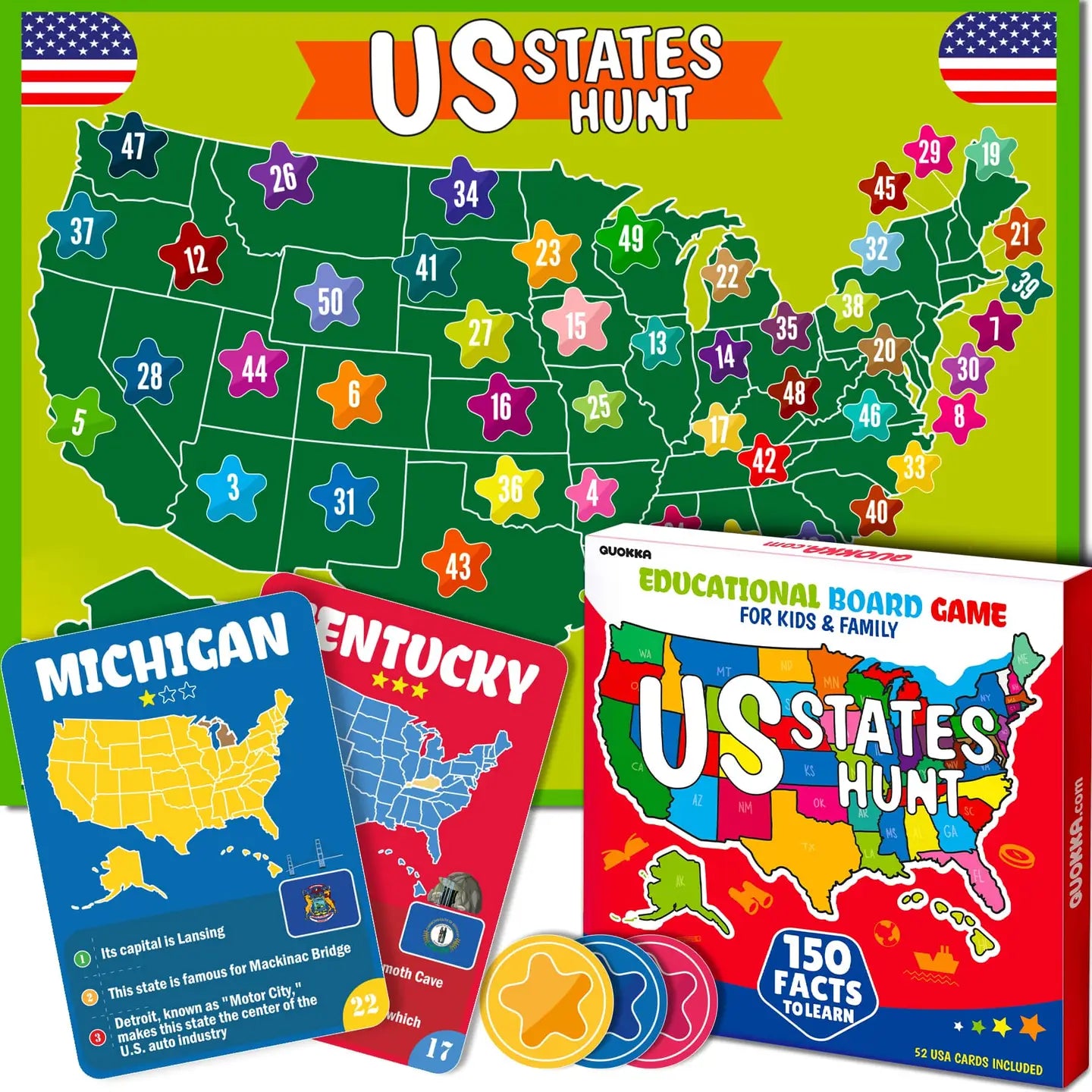 Board Game - States of America Geography For Families