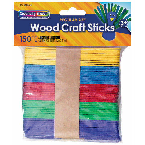 Craft Sticks, Bright Hues, 150 Pieces