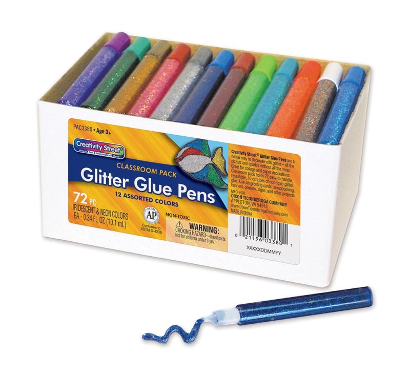 GLUE: Glue Pens, Glitter, Classpack, Asst, 72/pk