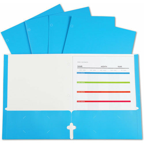 C-Line® 2-Pocket Laminated Paper Portfolios with 3-Hole Punch, Blue, Box of 25